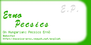 erno pecsics business card